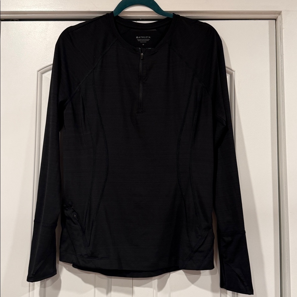 Athleta‎ UPF Long Sleeve Pacifica UPF Swim surf black  top medium